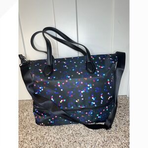 Nylon Confetti Polka Dot Duffel Bag Black‎ Multi Weekender Travel Gym Tote